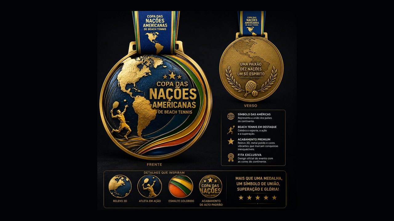 CBTB apresenta a medalha e o troféu oficiais da Copa das Nações Americanas de Beach Tennis